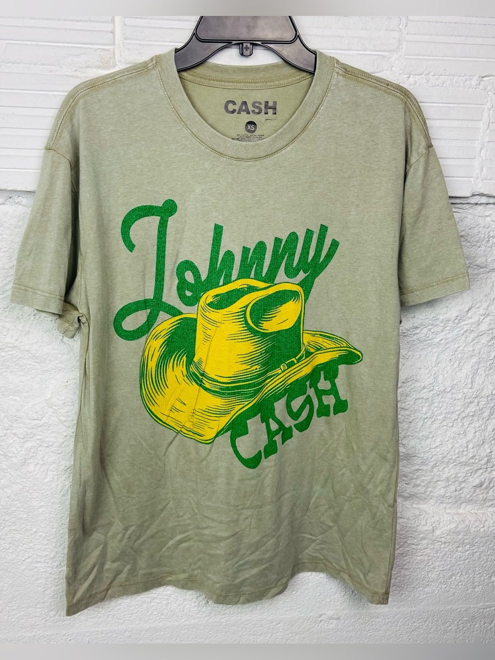 NWT Johnny Cash Graphic tan I walk the line western cowboy boots top size XS